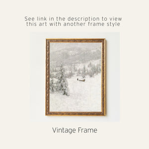 Snowy Landscape Painting | Large Christmas Decor for Living Room | N220