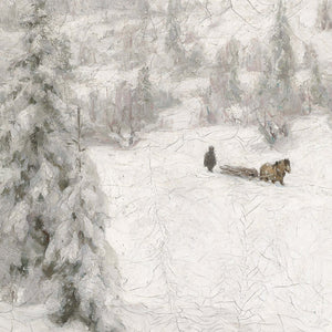 Snowy Landscape Painting | Large Christmas Decor for Living Room | N220