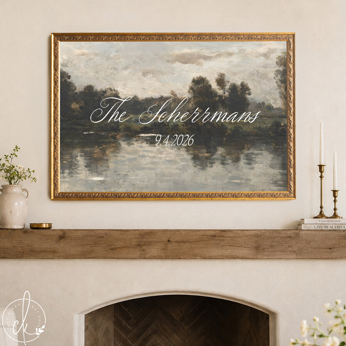 Personalized Wedding Sign | Custom Name & Date Landscape Wall Art | Framed Canvas Decor | N223