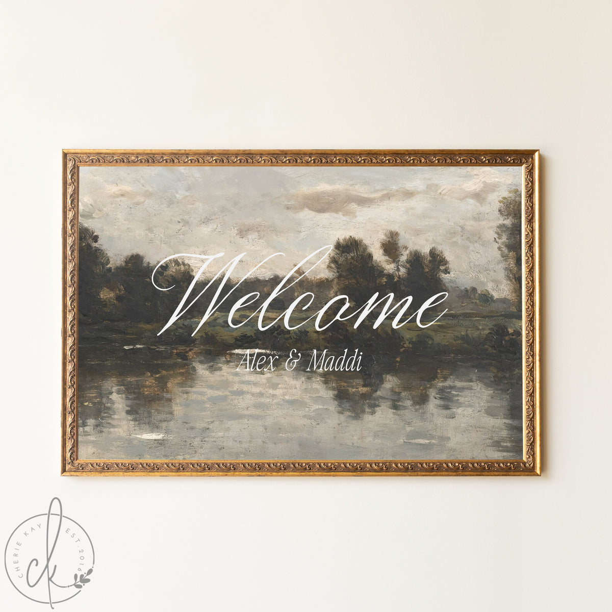 Personalized Wedding Sign | Custom Name & Date Landscape Wall Art | Framed Canvas Decor | N223