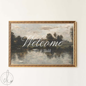 Personalized Wedding Sign | Custom Name & Date Landscape Wall Art | Framed Canvas Decor | N223