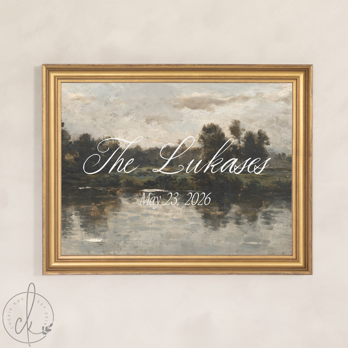Personalized Wedding Sign | Custom Name & Date Landscape Wall Art | Framed Canvas Decor | N223