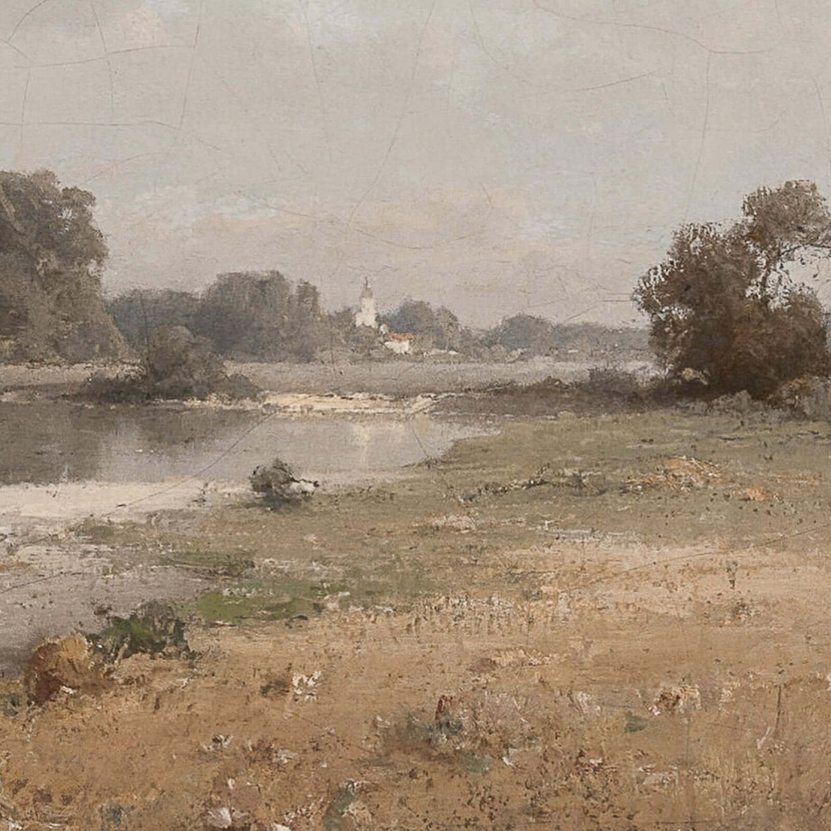 Fall Landscape Painting | Vintage Autumn Countryside Wall Art | N232