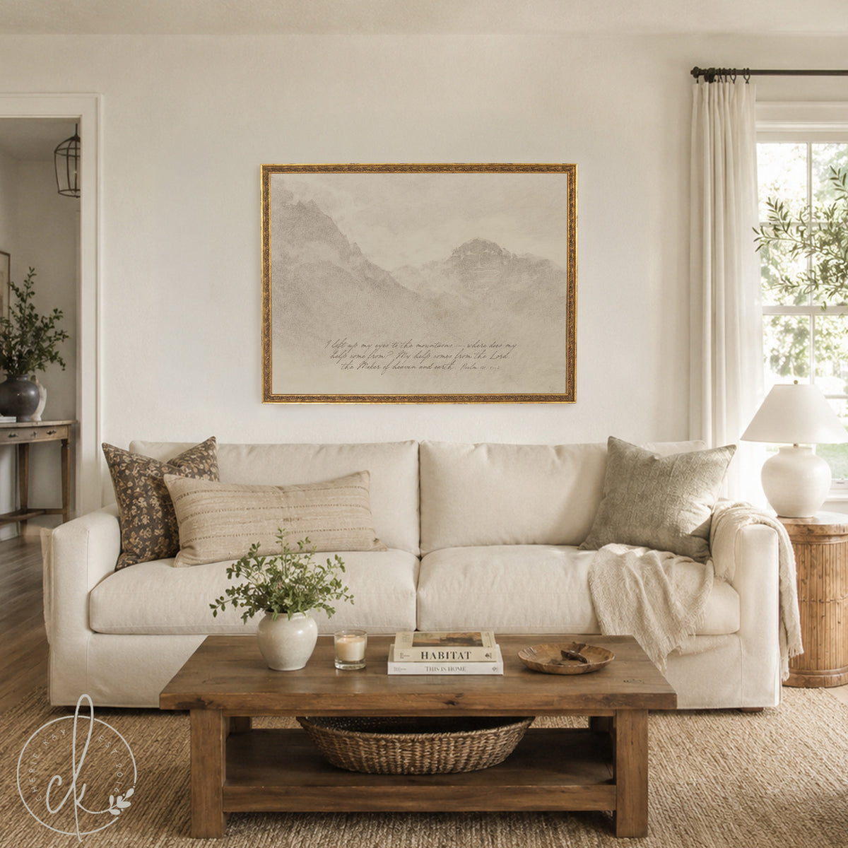 Scripture Wall Decor | Psalm 121:1–2 Framed Mountain Landscape | N23