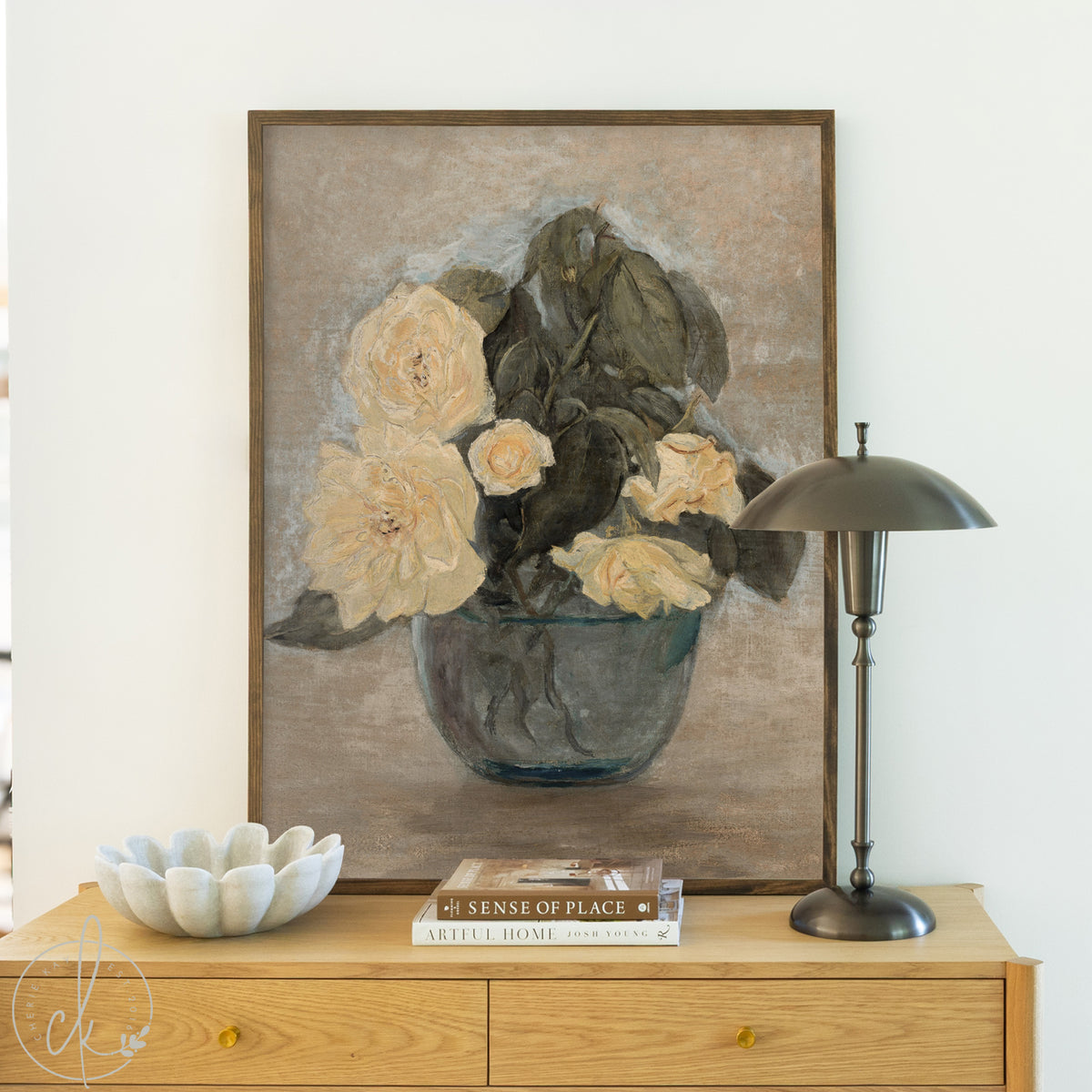 Flower Vase Painting | Framed Floral Canvas Wall Art Print | N242