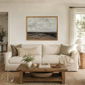 Vintage Seascape Painting | Abstract Beach Oil Painting | N243
