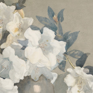 Vintage Floral Wall Art | Framed White Flower Still Life Print | N245