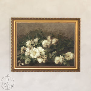 Vintage Floral Art Print with Frame | Large Framed Flower Painting | N2