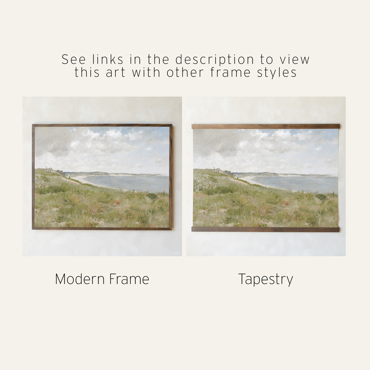 Vintage Coastal Wall Art | Framed Gold Seaside Painting | William Merritt Chase Impressionist Landscape Print | N31