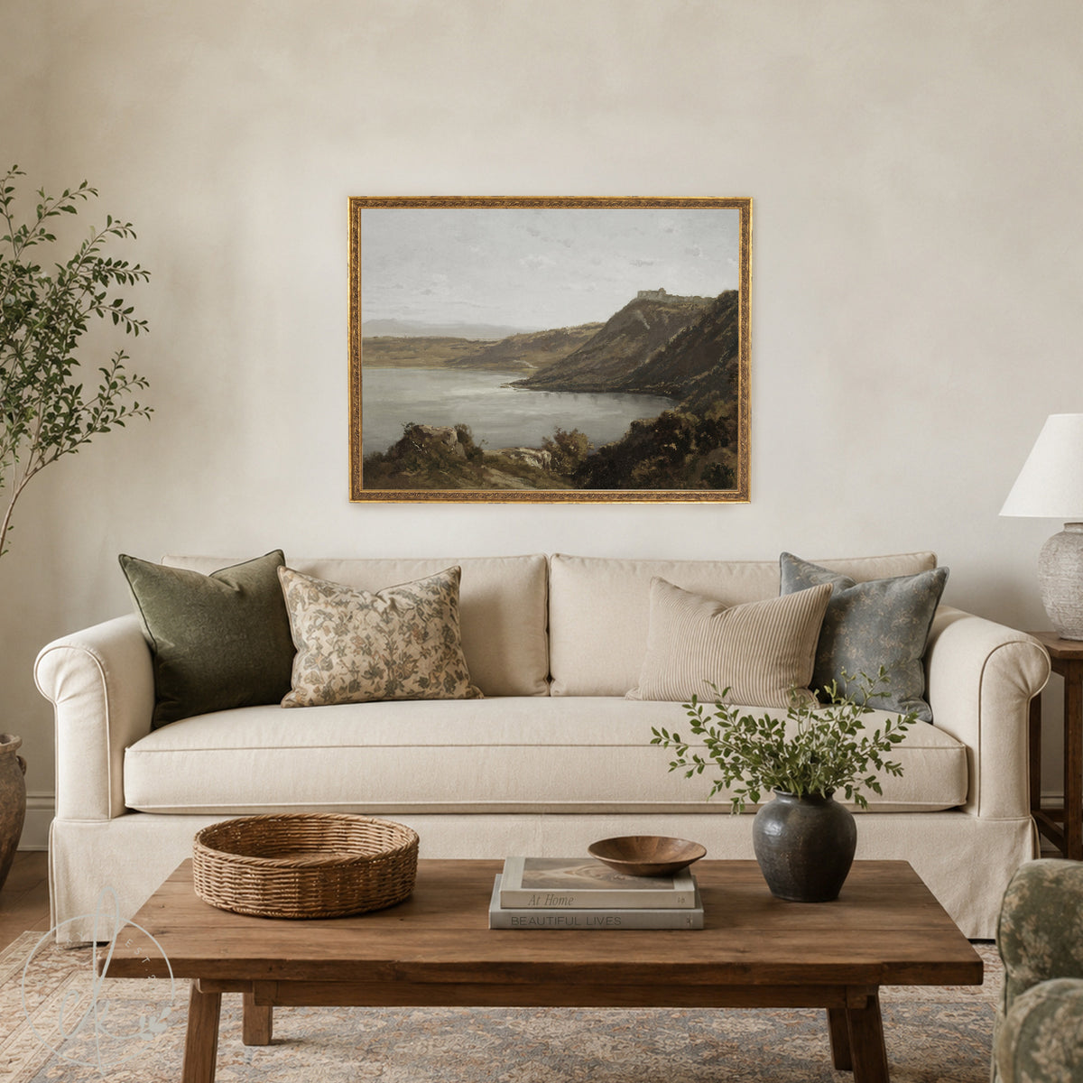 Vintage Coastal Art | Gold Framed Landscape Painting | N36
