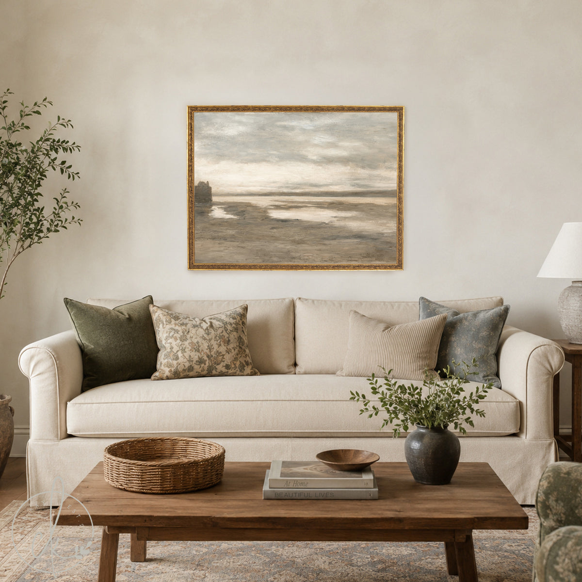 Christian Home Decor | Romans 8:39 Coastal Wall Art | Vintage Gold Framed | N37