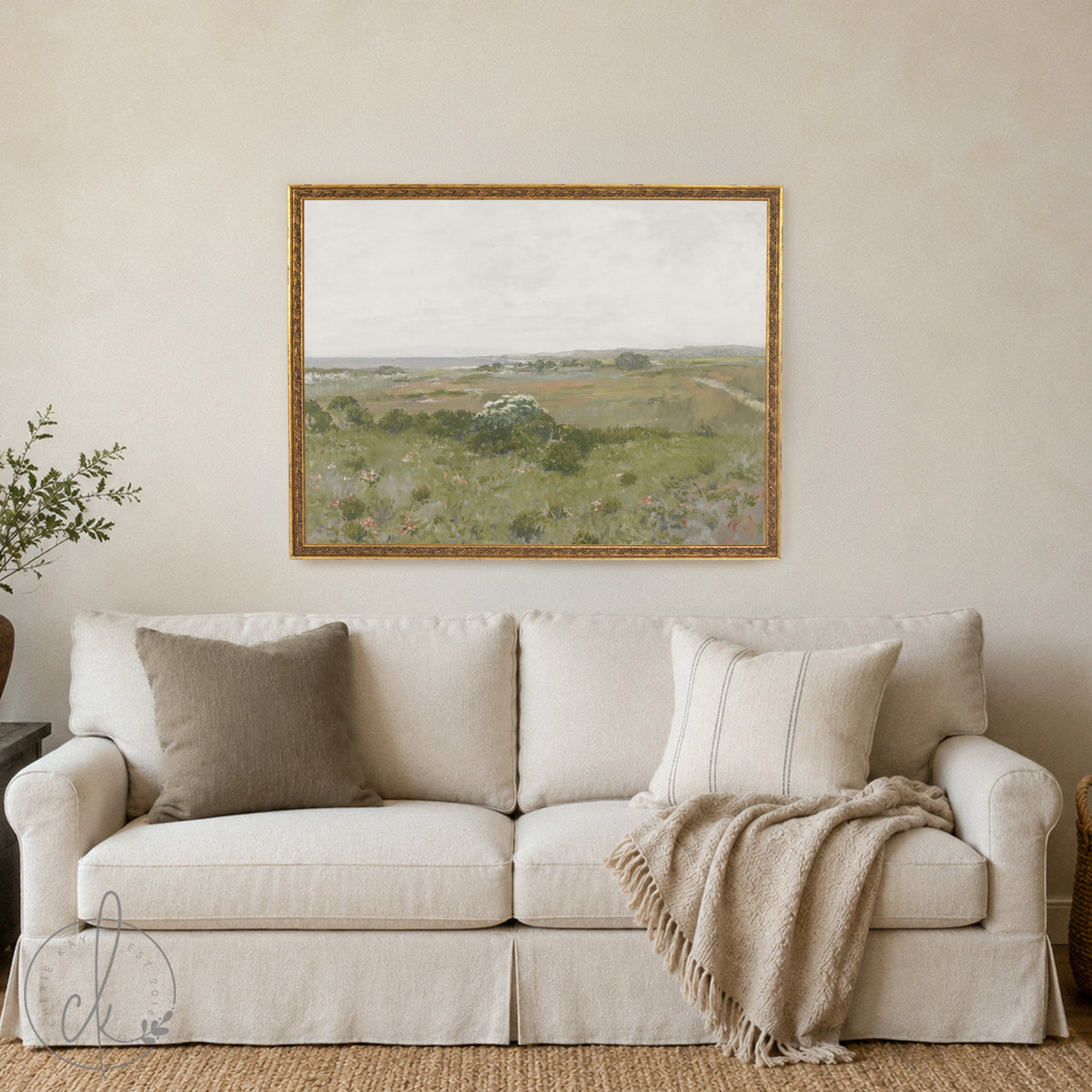 Bible Verse Wall Decor | Romans 15:13 Framed Christian Landscape Art | Large Gold Frame | N38