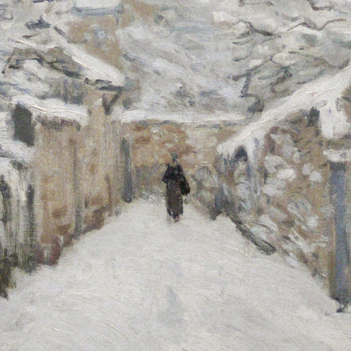 Winter Village Painting | Framed Snow Landscape Wall Art | Alfred Sisley “Snow at Louveciennes” | N43