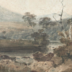Vintage Landscape Painting | River Mountains Art | Living Room Decor | N44