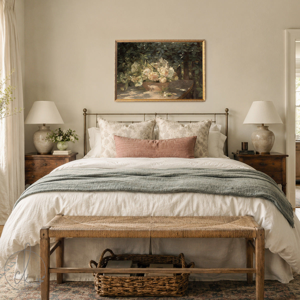 Antique Botanical Floral Still Life | Framed Vintage Flower Wall Art | N45