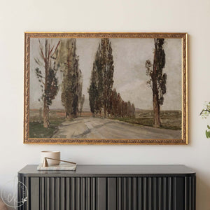 European Landscape Art | Gold Framed Vintage Painting | Country Landscape Wall Decor | N48