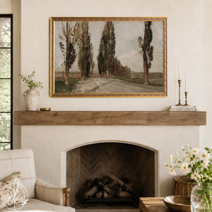 European Landscape Art | Gold Framed Vintage Painting | Country Landscape Wall Decor | N48