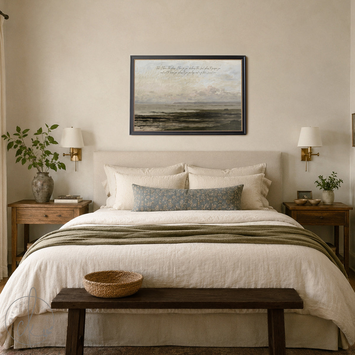 Jeremiah 29:11 Scripture Art Print | Abstract Coastal Landscape | N4