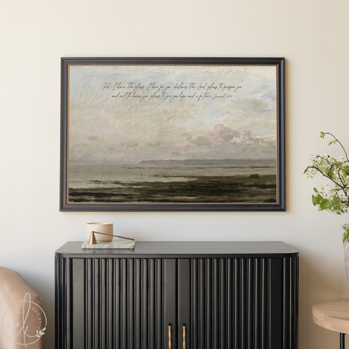 Jeremiah 29:11 Scripture Art Print | Abstract Coastal Landscape | N4