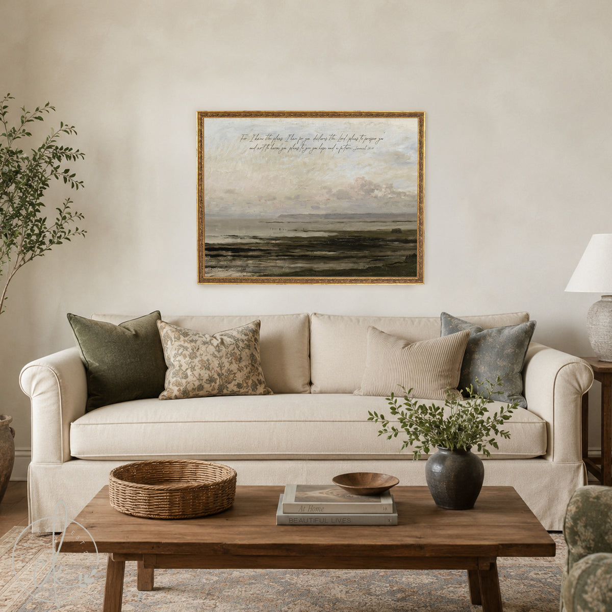 Jeremiah 29:11 Scripture Art Print | Abstract Coastal Landscape | N4