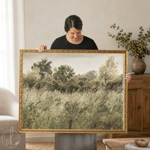 Large Framed Wall Art | Green Grass Field In The Summer | N54