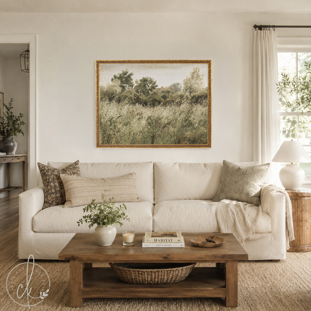 Large Framed Wall Art | Green Grass Field In The Summer | N54