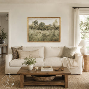 Large Framed Wall Art | Green Grass Field In The Summer | N54
