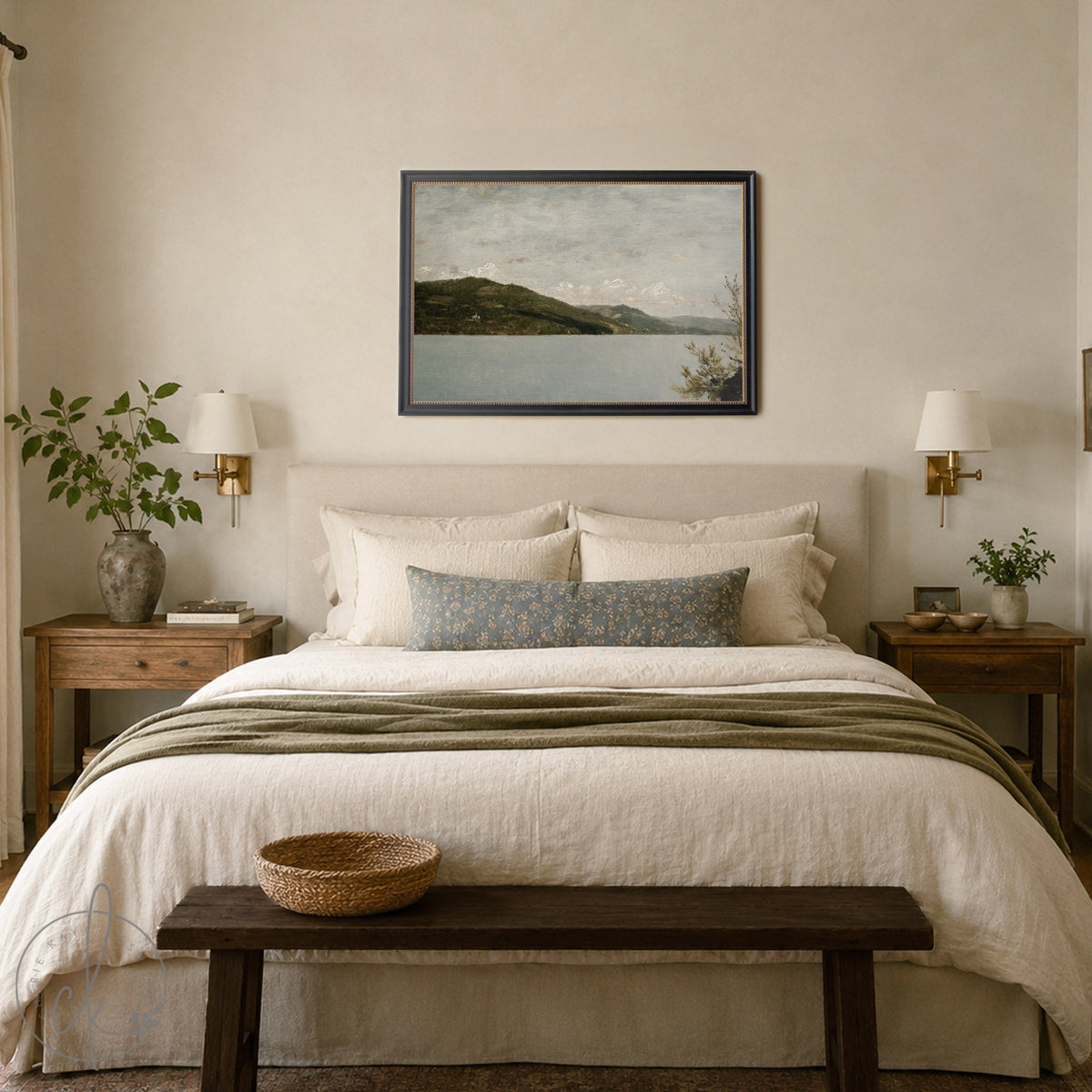 Lake Mountain Wall Art Print | Vintage Oil Painting | N56