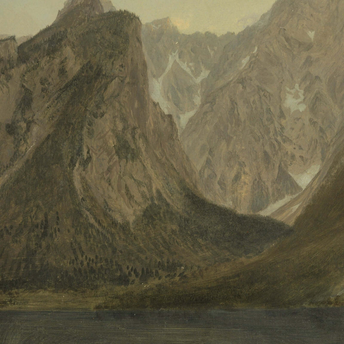 Mountain Landscape Wall Art | Framed Canvas Print | Lake Scene Vintage Art | N70