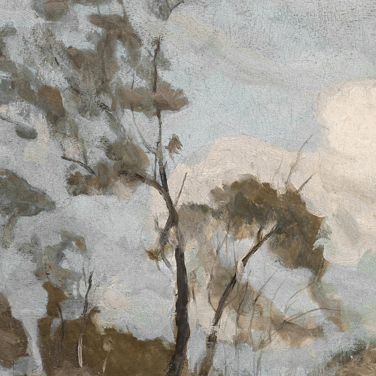 Framed Landscape Art | Vintage Tree Painting in Ornate Gold Frame | Large Canvas Wall Art | N76