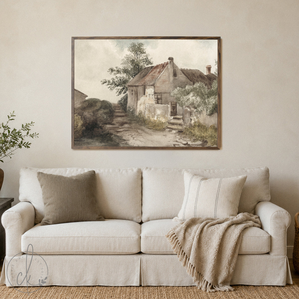 Christian Wall Art | Matthew 7:25 Scripture | Vintage Cottage Canvas | N79