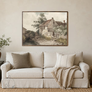Christian Wall Art | Matthew 7:25 Scripture | Vintage Cottage Canvas | N79