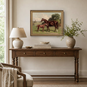Framed Horse Wall Art | Large Nursery Animal Prints | Vintage Horse Art | N82