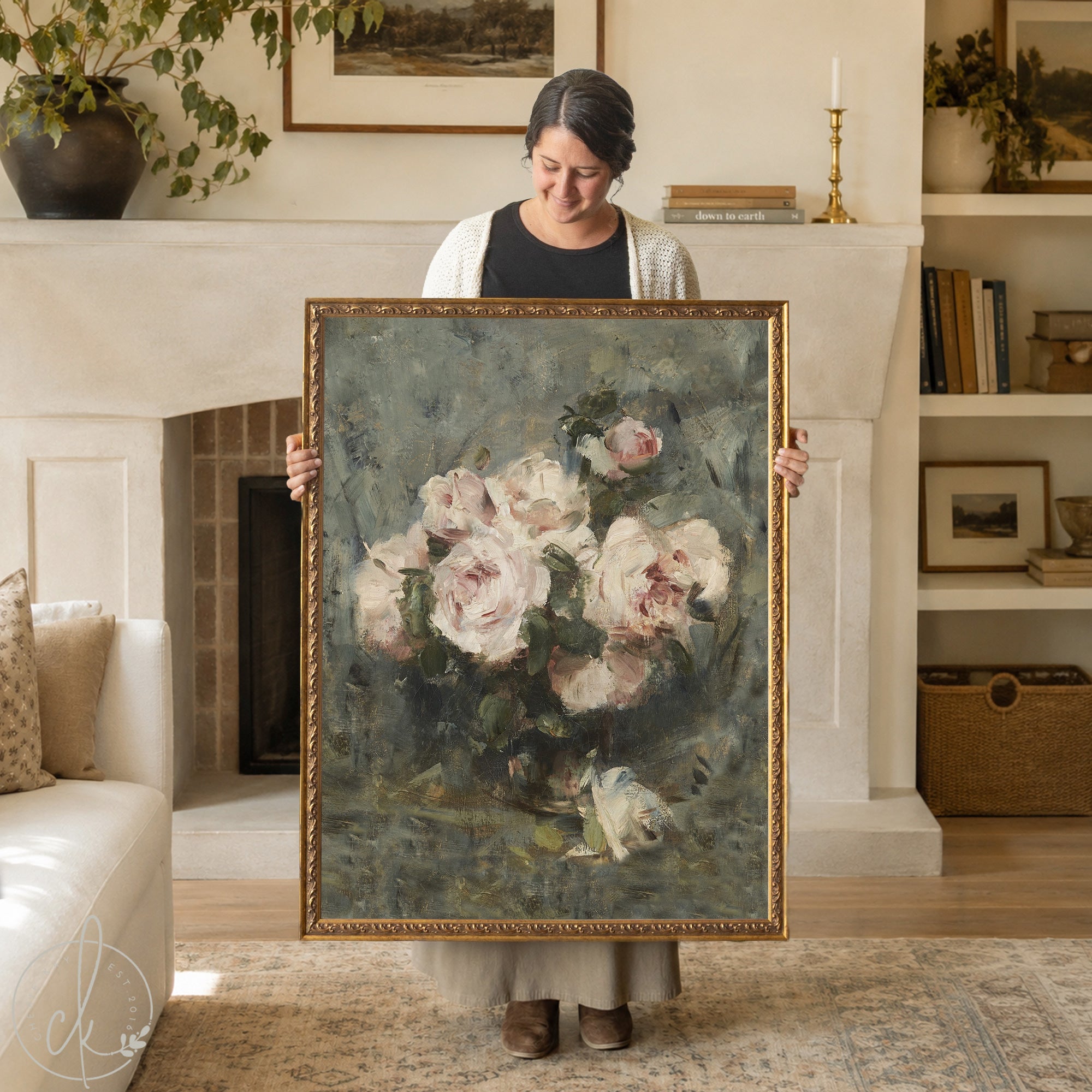 Impressionist Floral Painting | Framed Rose Bouquet Canvas Wall Art