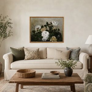 Vintage Floral Artwork | Antique Gold Framed Canvas Art | N89