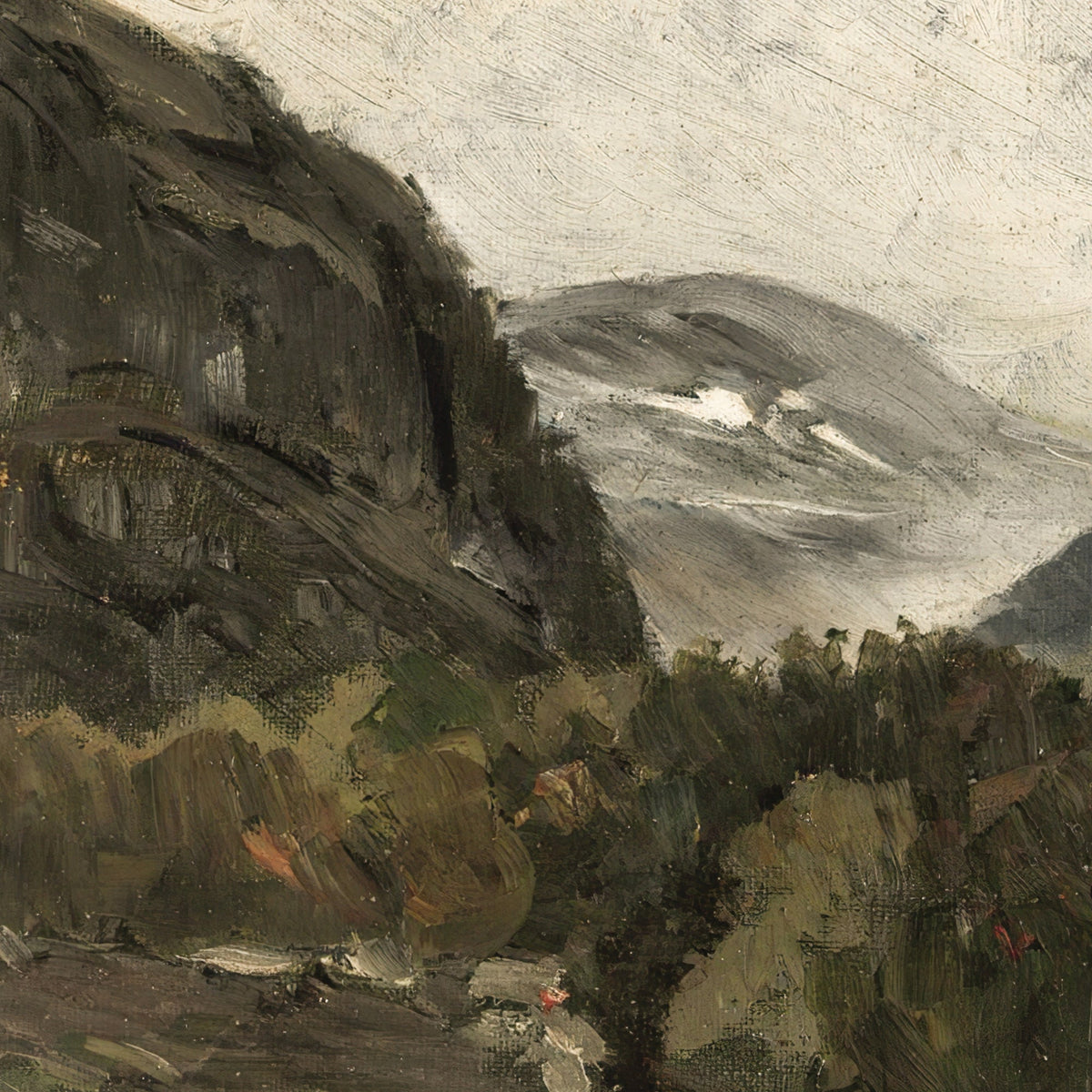 Mountain Landscape Painting | Large Framed Wall Art | Vintage Mountain Decor | N91