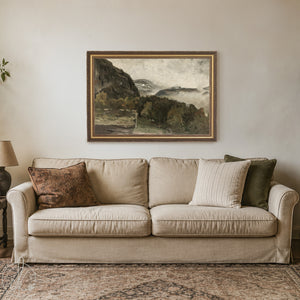 Mountain Landscape Painting | Large Framed Wall Art | Vintage Mountain Decor | N91
