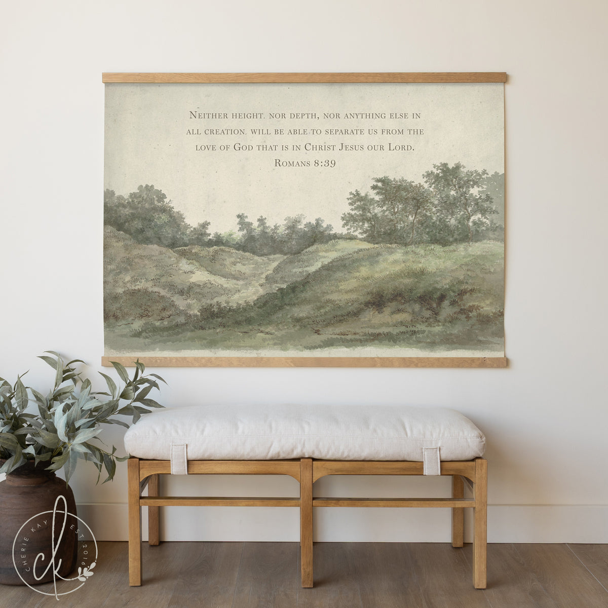 Romans 8:39 Christian Canvas Tapestry | Large Bible Verse Wall Art | T68
