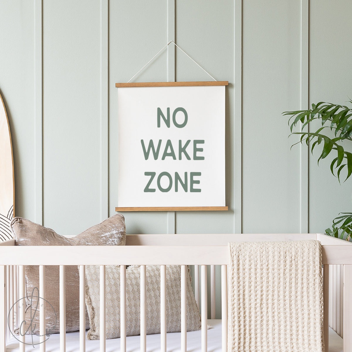 Coastal Nursery Wall Art | NO WAKE ZONE Canvas Sign | 45