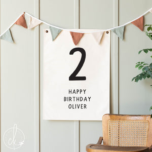 Personalized Happy Birthday Canvas Flag | 74