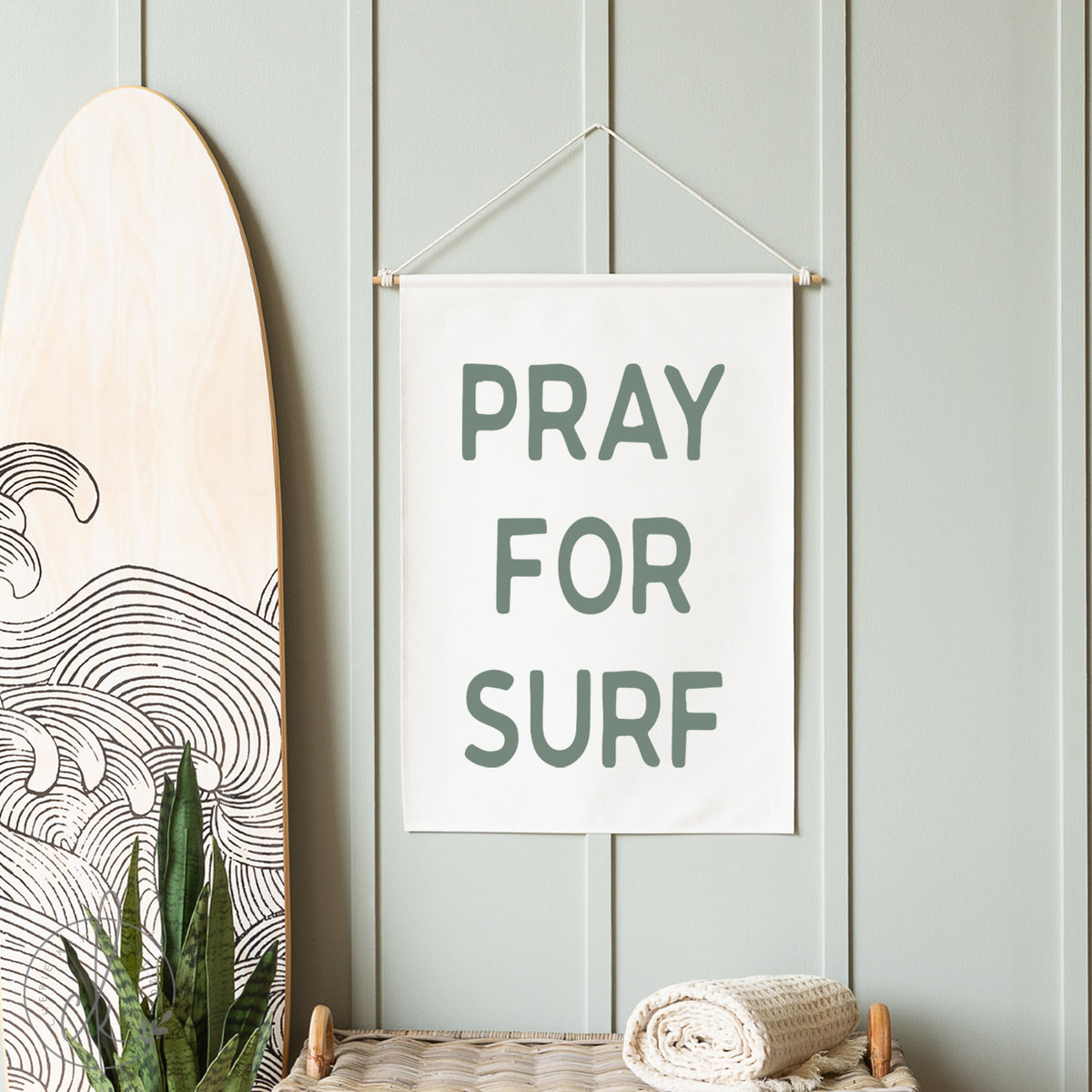 Pray for Surf Canvas Sign | Coastal Wall Art for Surfing Lovers | 28