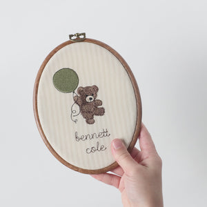 Teddy Bear Nursery Decor | Embroidery Hoop Name Sign | Personalized Baby Gift | E6