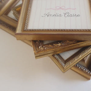 Girl Nursery Decor | Personalized Name Sign with Bow | Embroidered Ornate Gold Frame