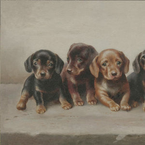 Vintage Puppy Nursery Wall Art | Wood Framed Dog Print | Cute Animal Nursery Decor for Baby Room, Kids Bedroom, or Playroom | N238