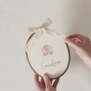 Personalized Birth Announcement | Embroidered Baby Name Hoop | Bunny Nursery Decor | E4