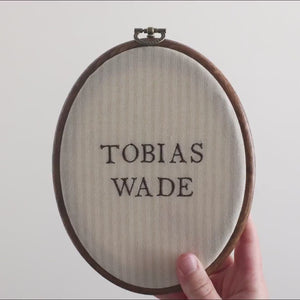 Baby Boy Gift | Embroidered Classic Name Sign | Striped Nursery Hoop | E23