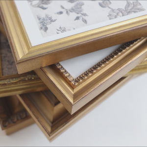 Gallery Wall Sets | Vintage Framed Canvas Art Set of 5 | Gold Frame Landscape and Botanical Prints | G41-1