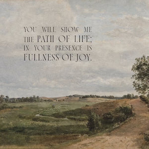 Framed Landscape Painting with Psalm 16:11 | Christian Wall Art | Inspirational Bible Verse Decor for Living Room or Entryway | N50