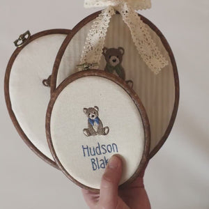 Teddy Bear Embroidery Hoop Art | Personalized Name Sign | Nursery Wall Decor | E3