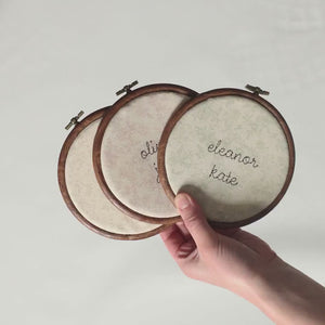 Newborn Name Sign | Hand Embroidered Hoop Art | Nursery Wall Decor | E1